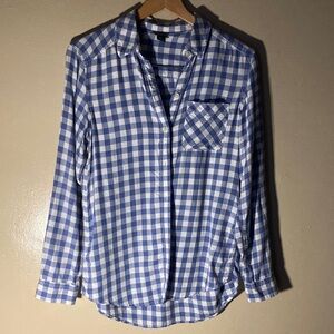 Eddie Bauer Navy and White Plaid Shirt
